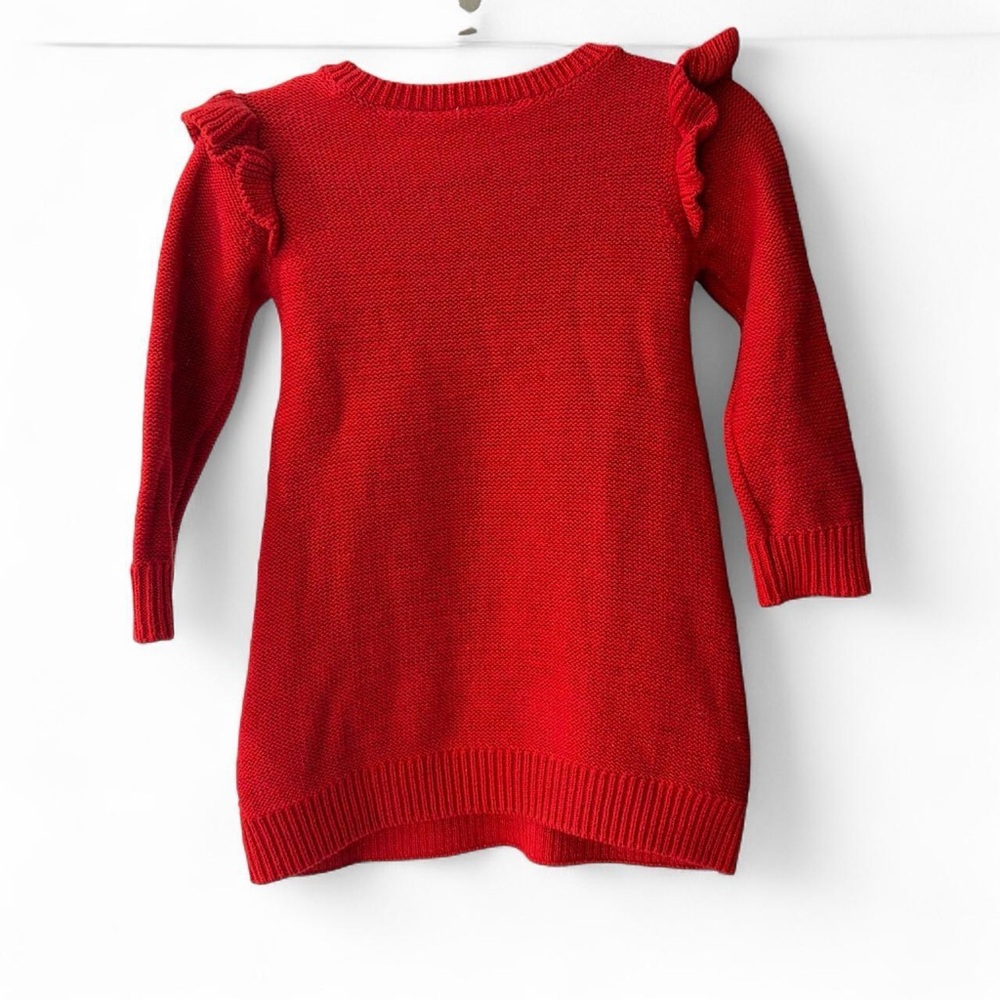 The Children's Place Red Cable-Knit Ruffle Sweater Dress 2T - Picture 3 of 6